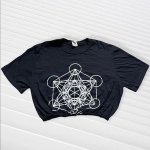 Hand-tied black cropped T-shirt